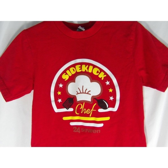 Next Level Apparel Youth Boys Red Sidekick Chef Crew Neck Pullover T Shirt Sz XS - Picture 3 of 5